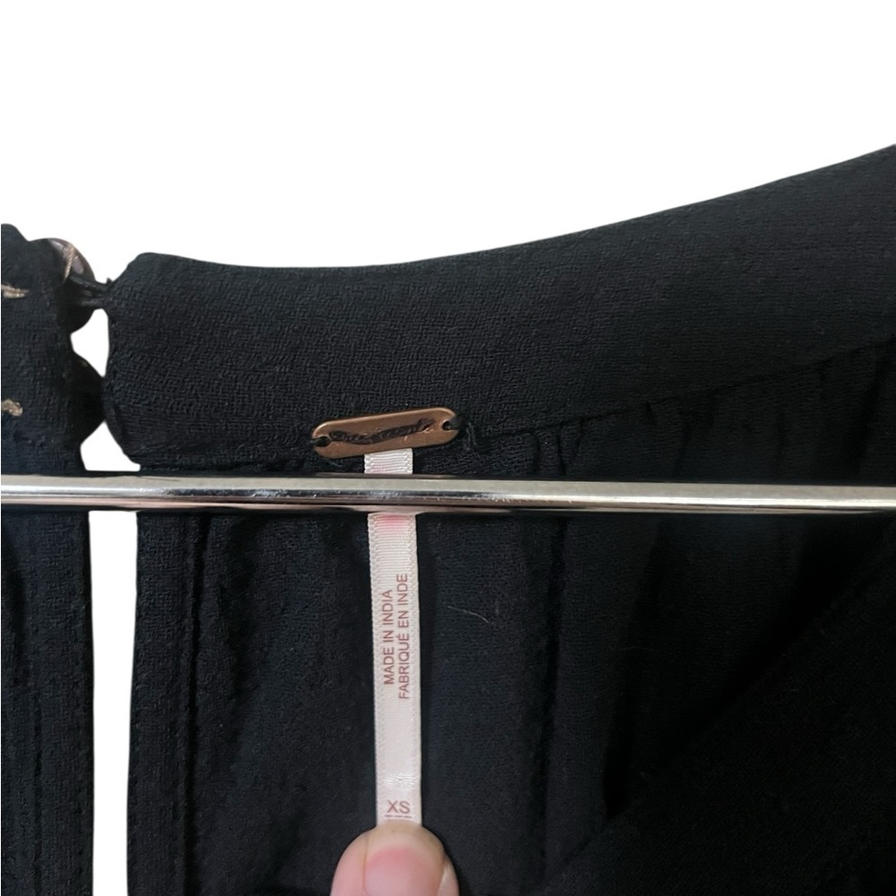 Free People the only one black mini dress long sleeve open back button details - Picture 12 of 14
